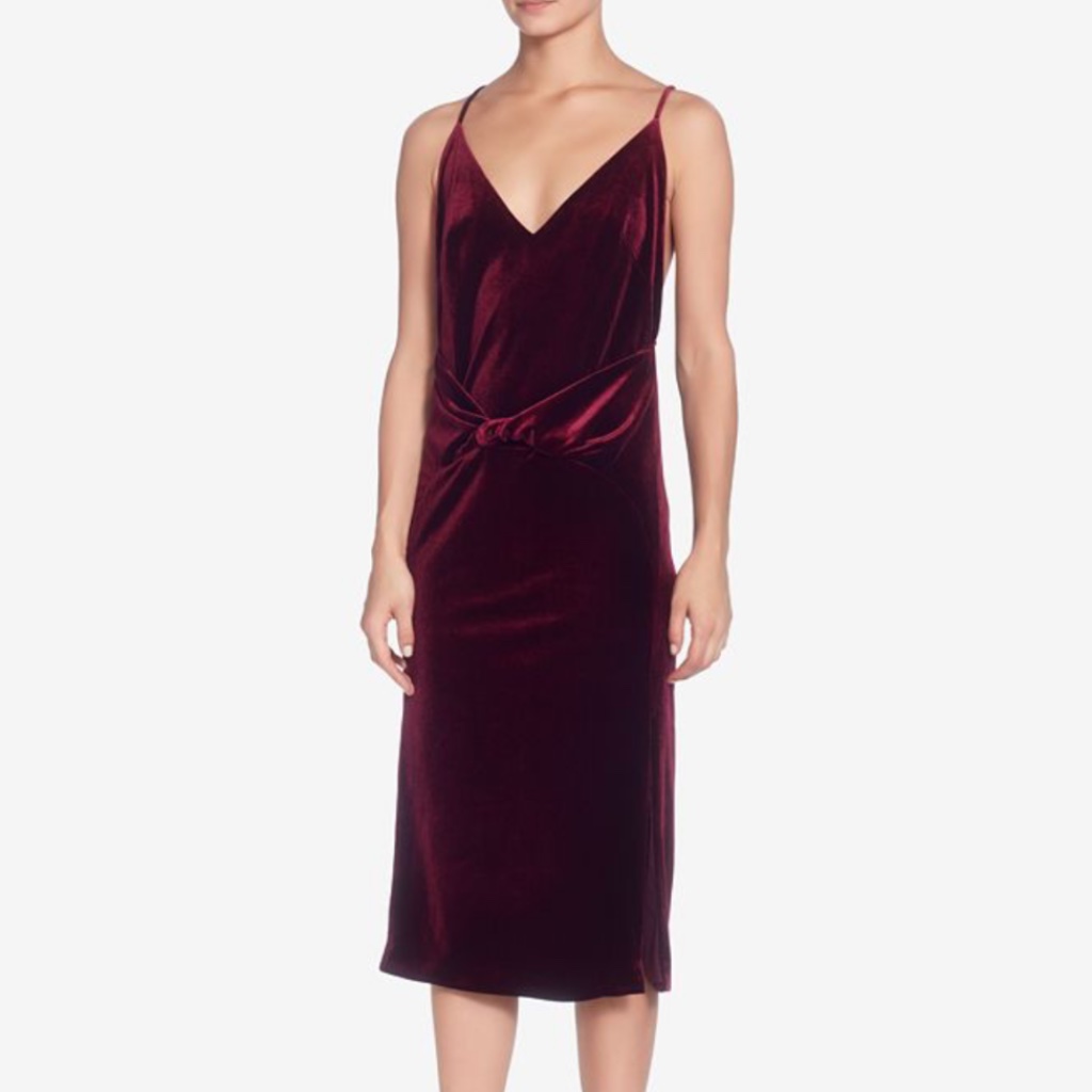 Stunning Agnes Burgundy Velvet Racerback Dress Nwt